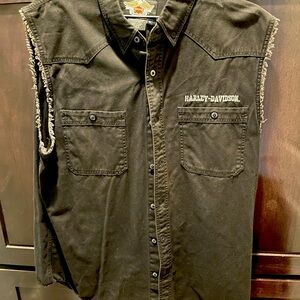 Harley Davidson Black denim vest XL
